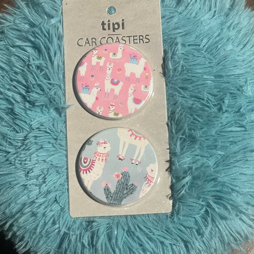 Whimsical Pink and Blue Bunny Car Coasters